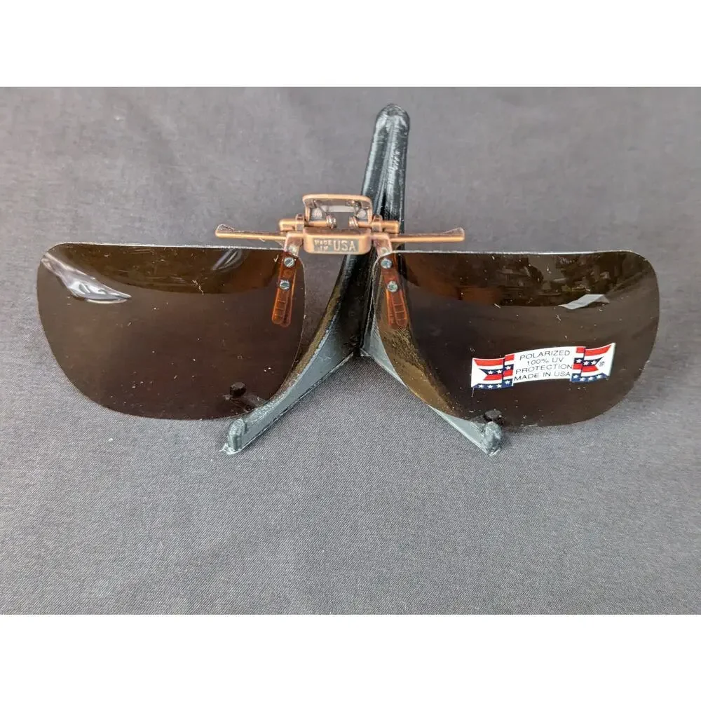 Vintage 1998 Crown Clip-On Sunglasses with Polaroid Lenses Accessory Eyewear
